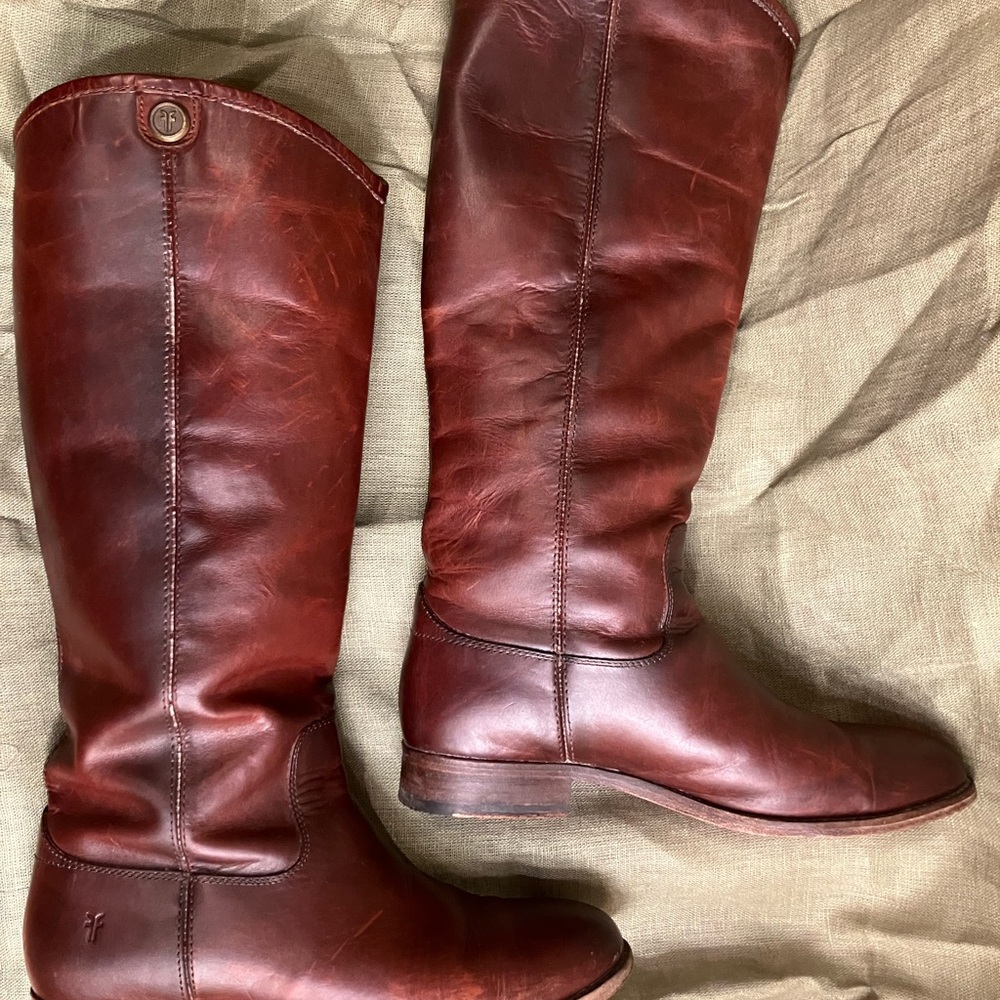 Frye Melissa Leather Boots Cognac